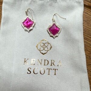 Kendra Scott Fuchsia and Silver Drop Earrings
